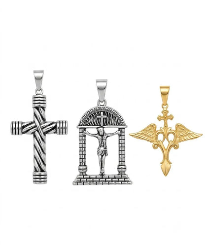6-Piece Cross Necklace Set with Stainless Steel Chain | HAWSON