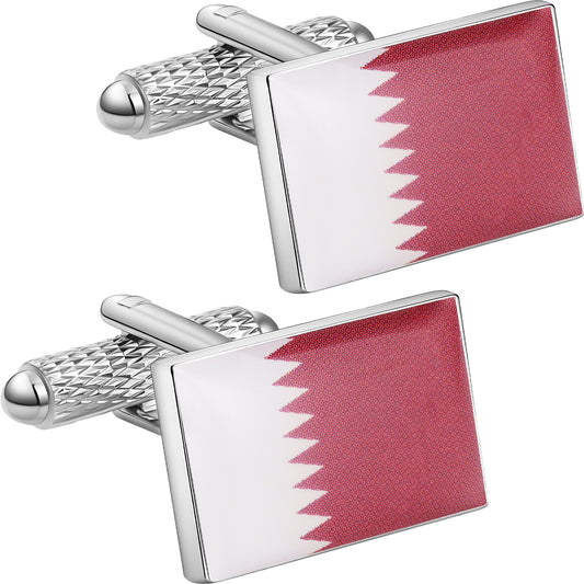 Qatar Flag Cufflinks, Enamel Cuff Links for Men Business Wedding Gift