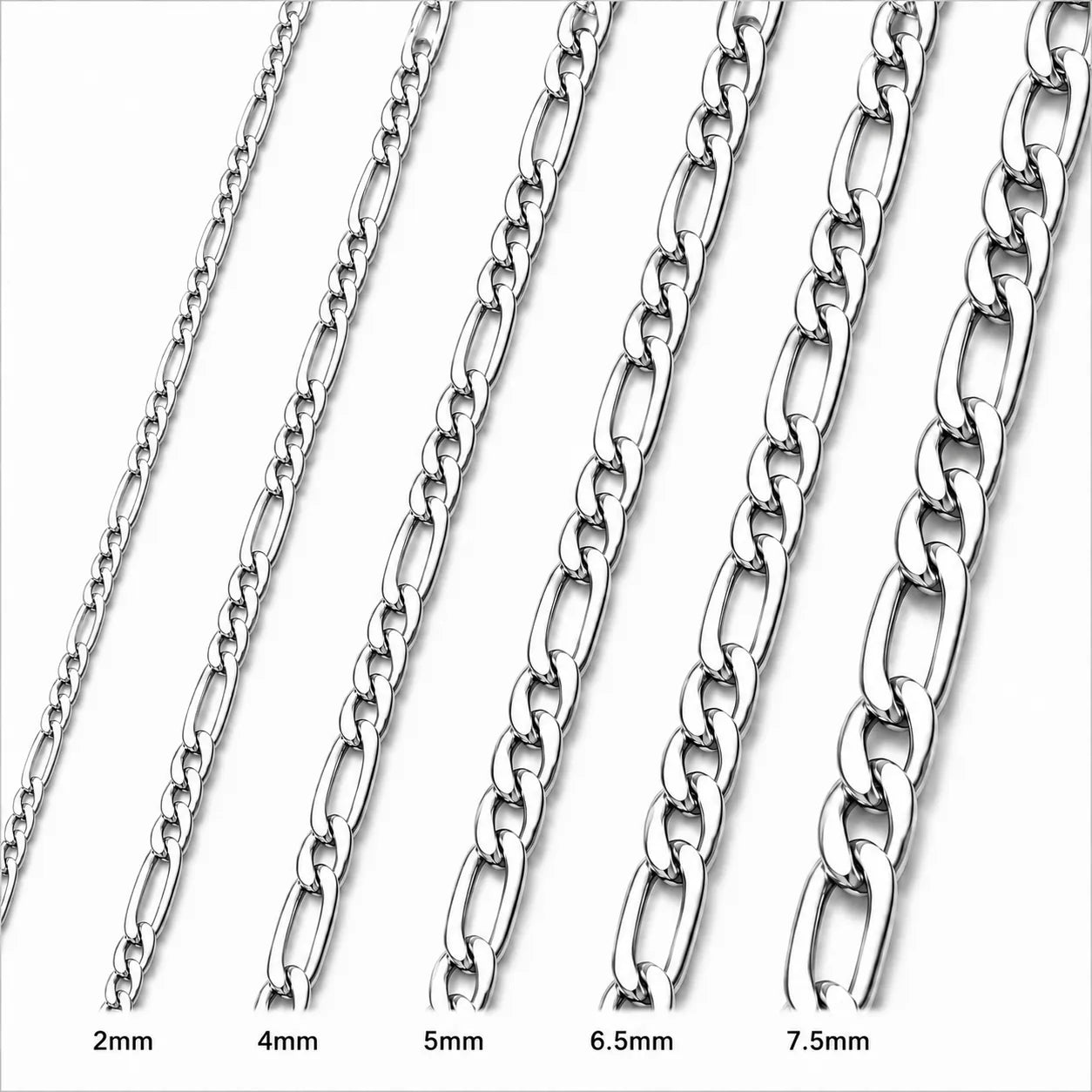 Wholesale Silver Stainless Steel Figaro Chain Necklace