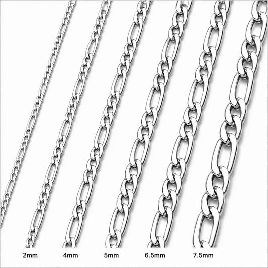 Wholesale Silver Stainless Steel Figaro Chain Necklace