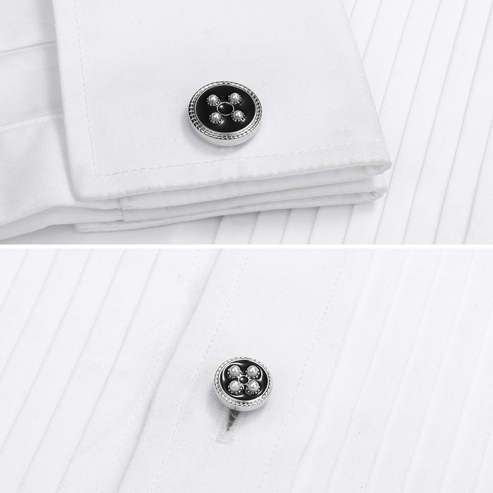 HAWSON White Imitation Pearl Cufflinks and Studs for Men