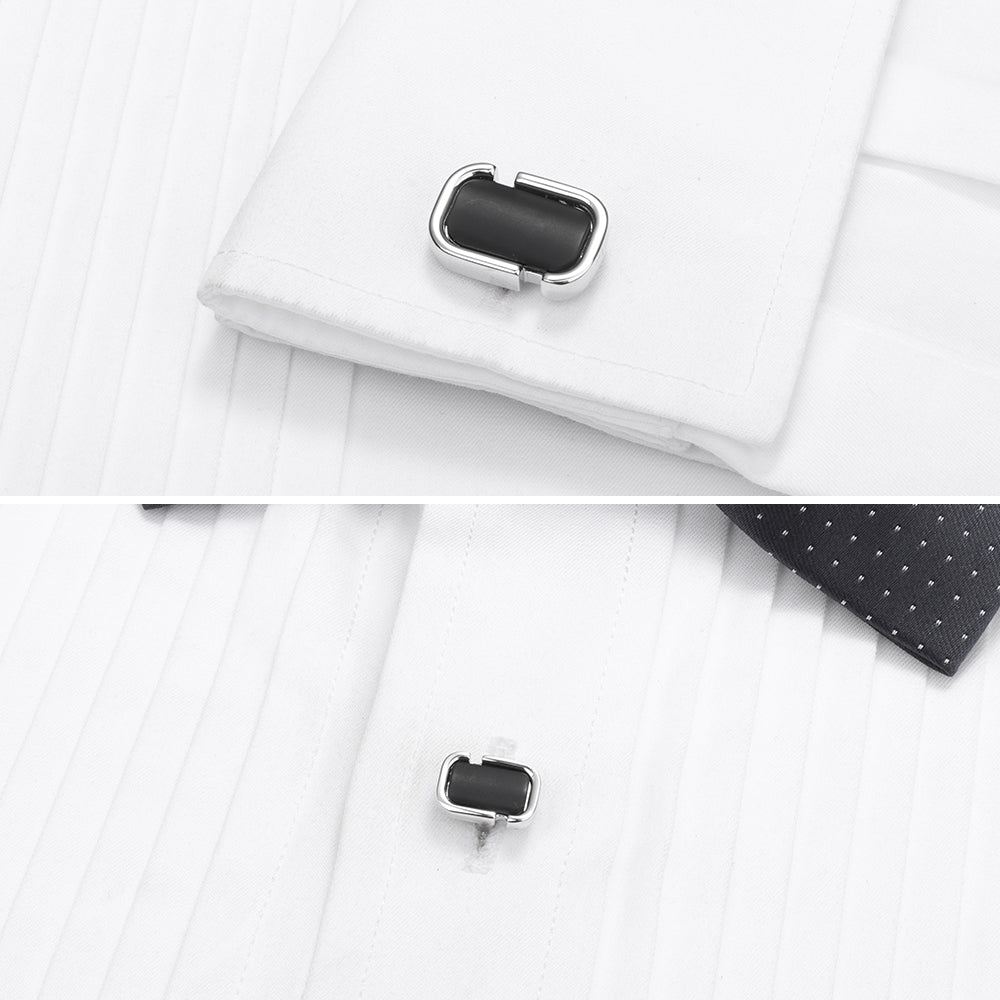 HAWSON Black Onyx Cufflinks and Studs Set for Men