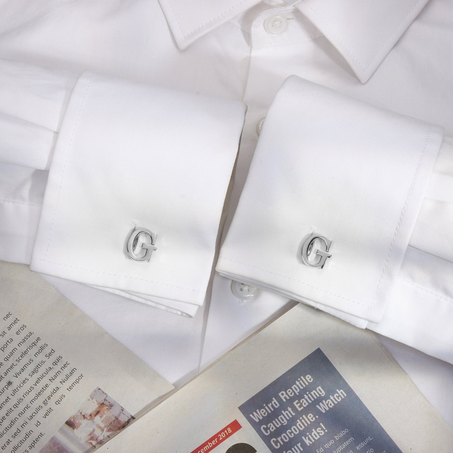 HAWSON Siver Tone Initial Cufflinks for Men