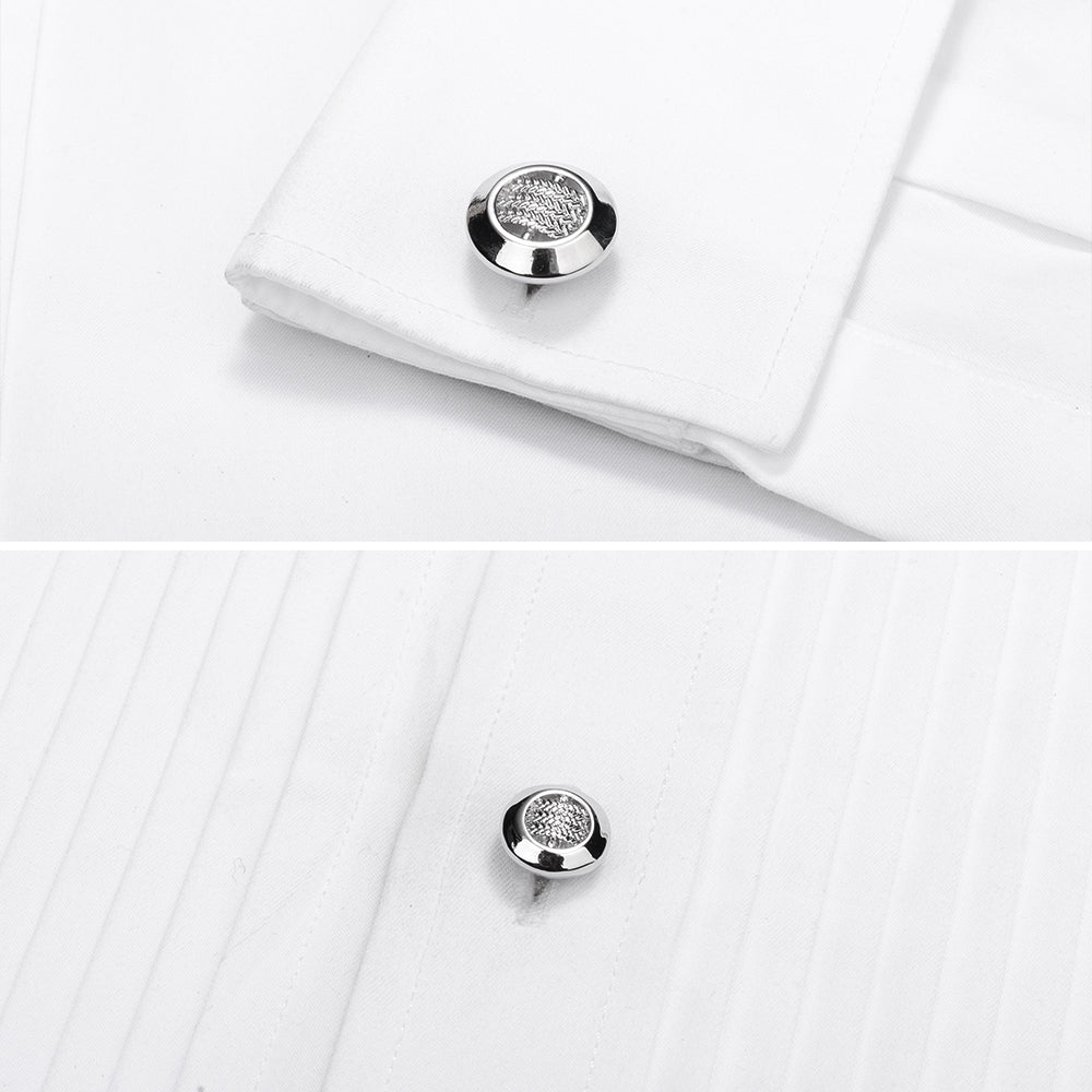 HAWSON Classic Silver Color Cufflinks and Studs Set for Men