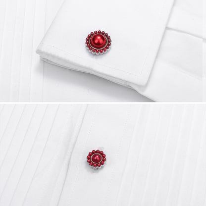 HAWSON Red Imitation Pearl Cufflinks and Studs for Men and Women