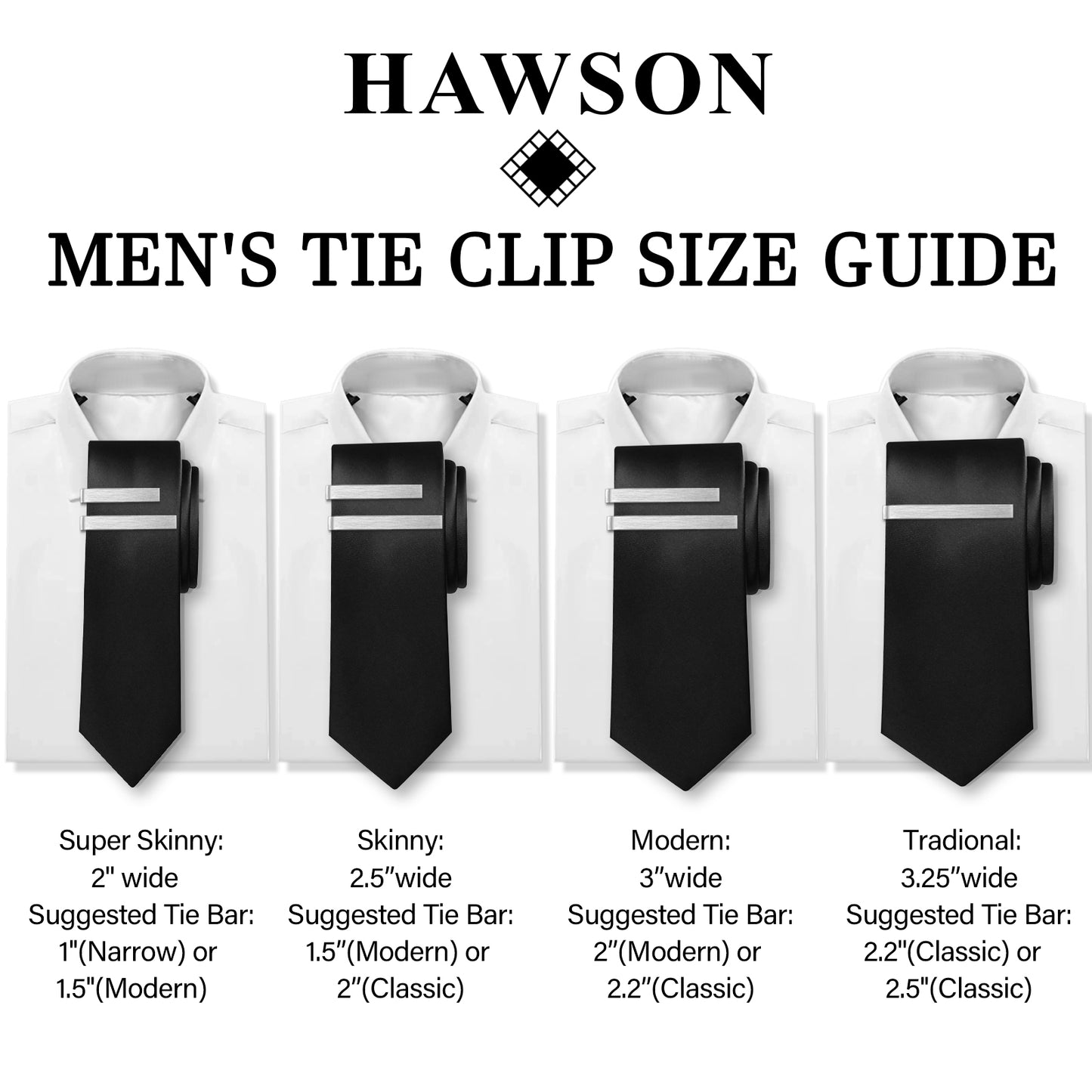 HAWSON 2.5 Inch Classical Tie Clip