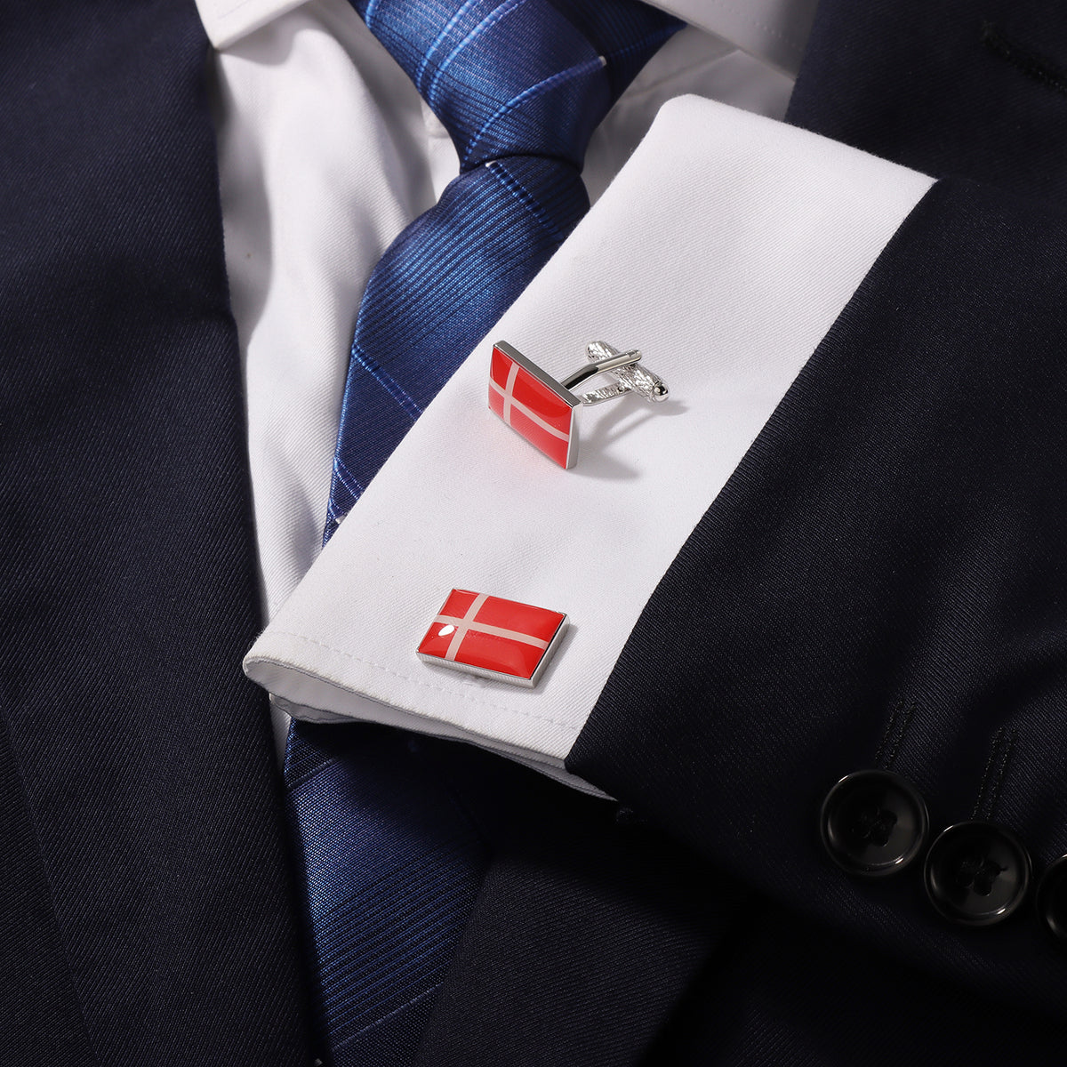 Denmark Flag Cufflinks｜Men French Cuff Shirt Accessories for Business Wedding Gift
