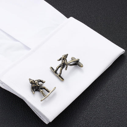 Skiers Cufflinks In Bronze With Gift Box