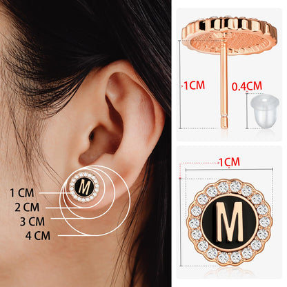 HAWSON Rose Gold Tone Cute Initial Stud Earrings