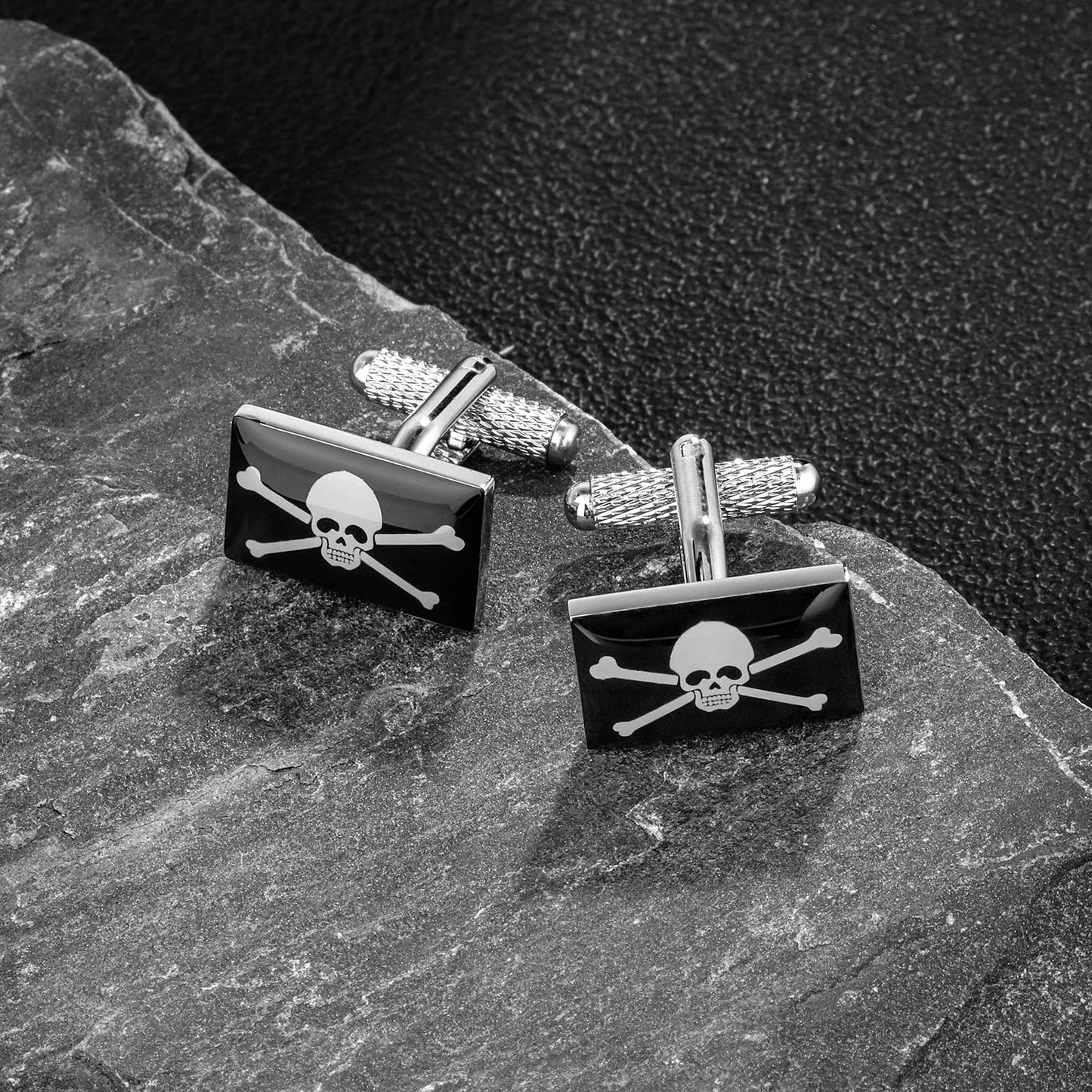 Halloween Flat Skull Danger Logo Cufflinks for Men