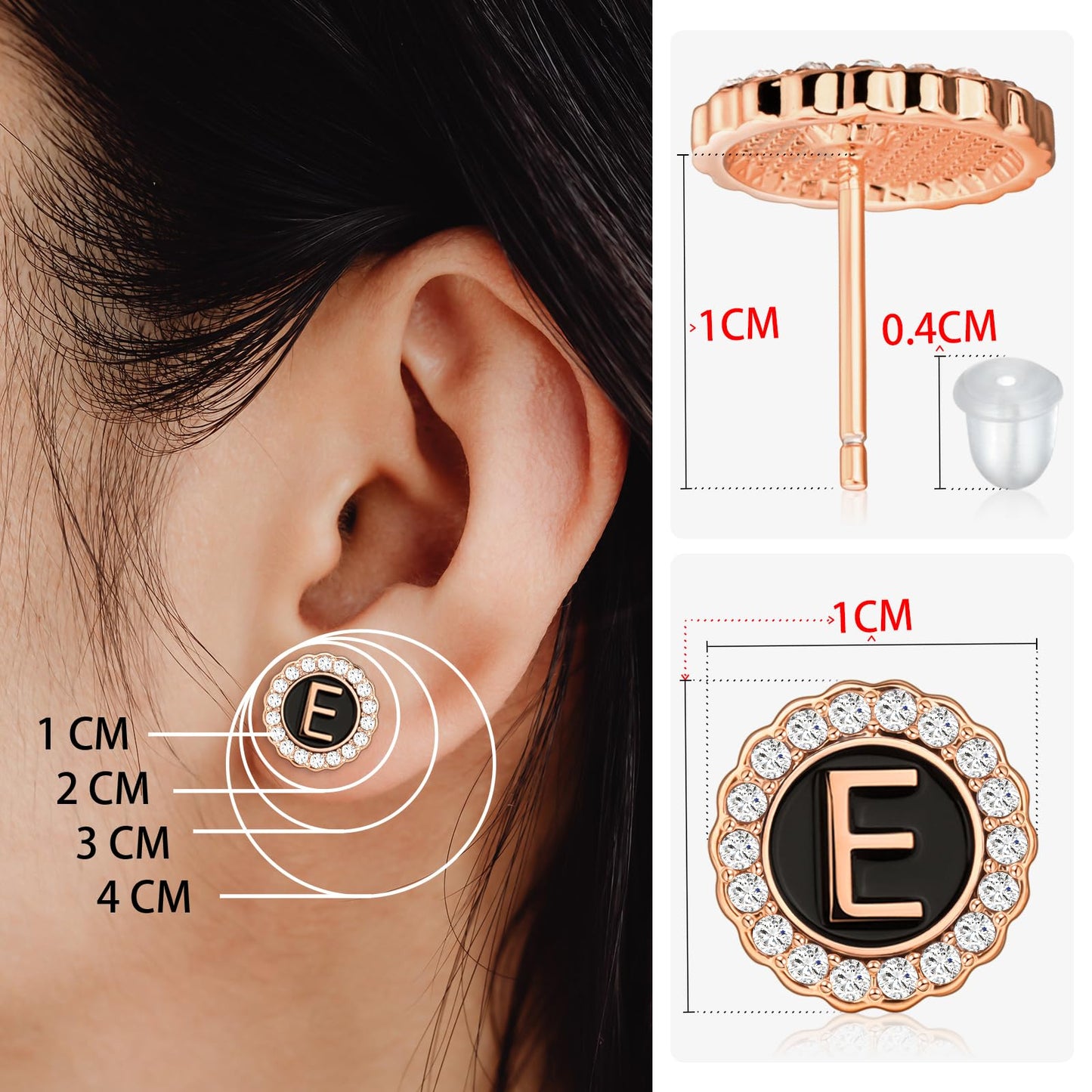 HAWSON Rose Gold Tone Cute Initial Stud Earrings