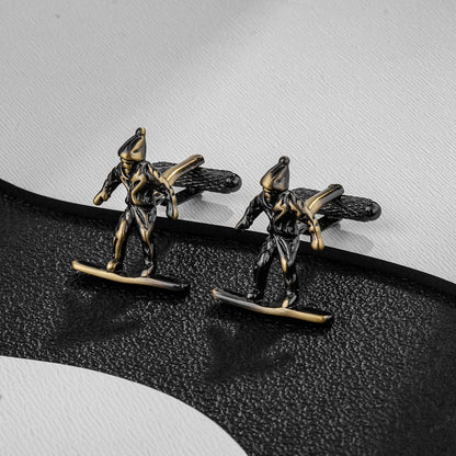 Skiers Cufflinks In Bronze With Gift Box