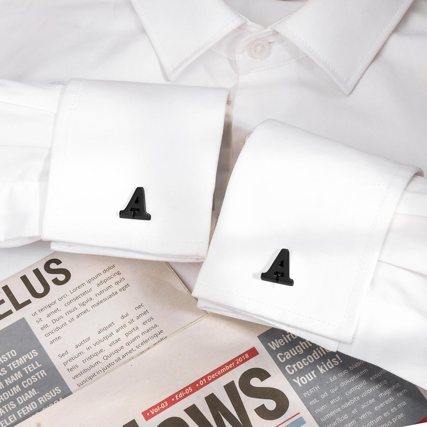 26 Letter Black Cufflinks for Men