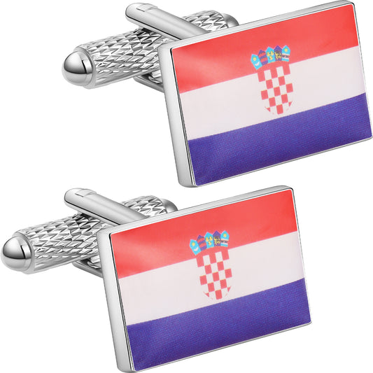Croatia Flag Cufflinks, Enamel Cuff Links for Men Business Wedding Gift