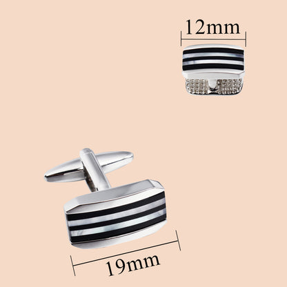 HAWSON  Stripe Silver Cufflinks and Studs Set for Men