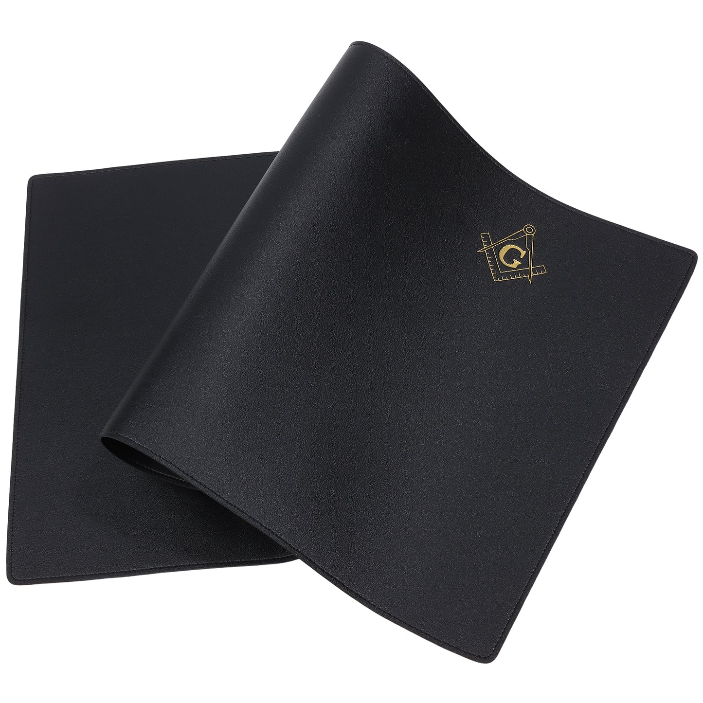 Black Genuine Leather Masonic Desk Mouse Pad