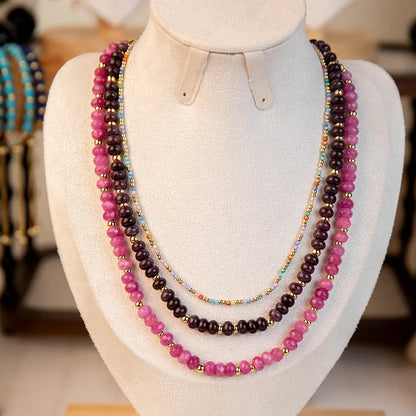 Wholesale 3-Piece Layered Gemstone Necklace Set | 3 Colors | MOQ 1 Set