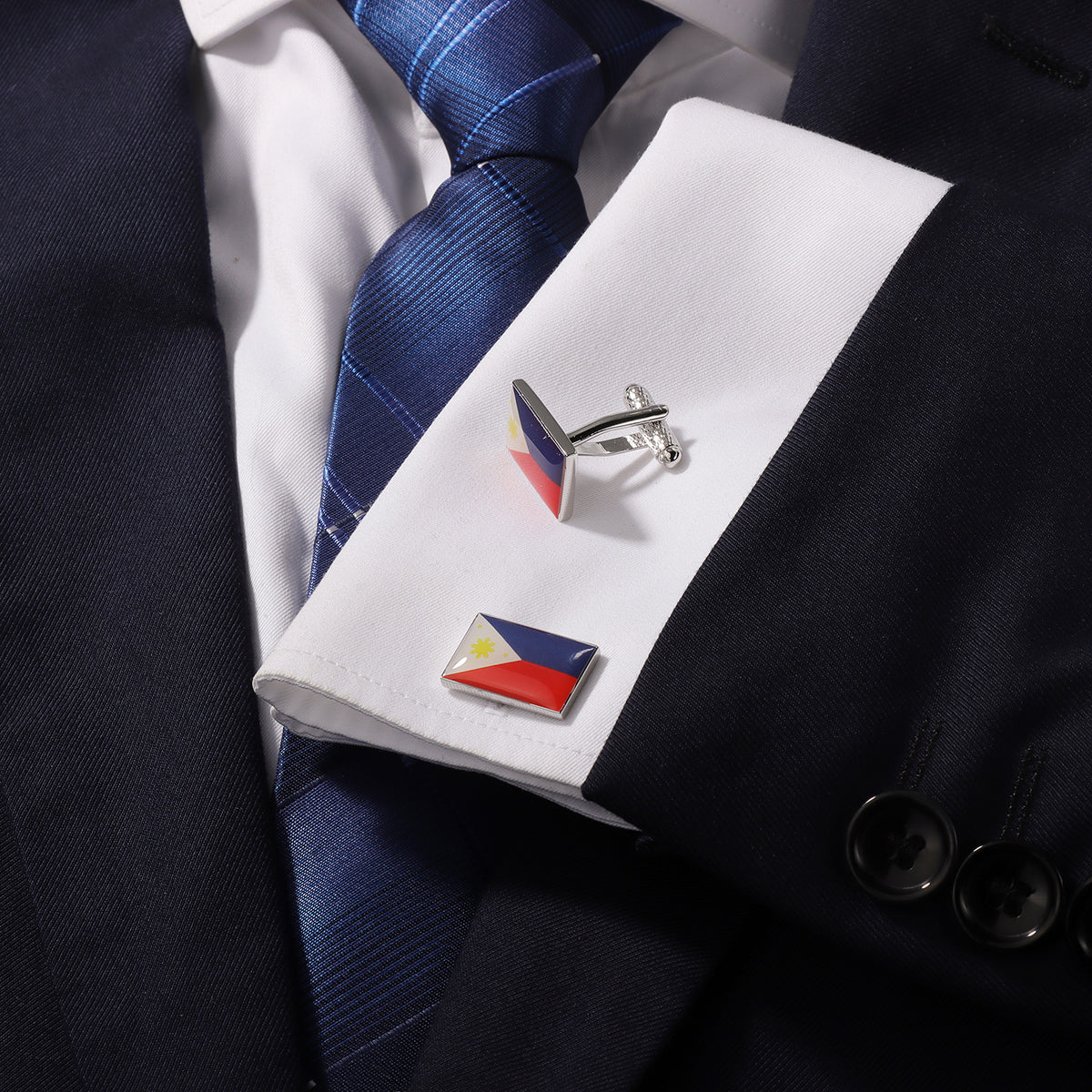 Philippines Flag Cufflinks, Filipino Enamel Cuff Links for Men Formal Wedding Business Shirt Gift