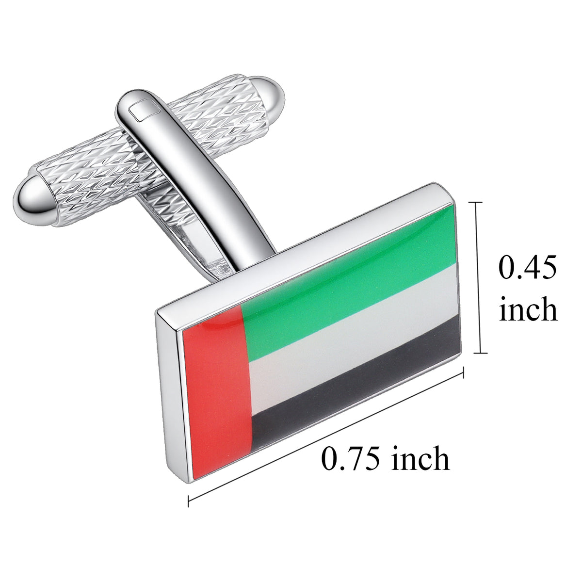 UAE Flag Cufflinks | Silver Plated United Arab Emirates Patriotic Cuff Links for Men
