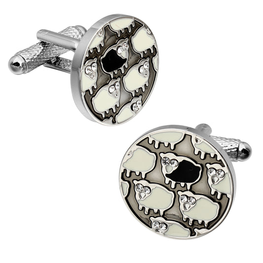 Black Sheep Cufflinks for Men with Crystal in Gift Box