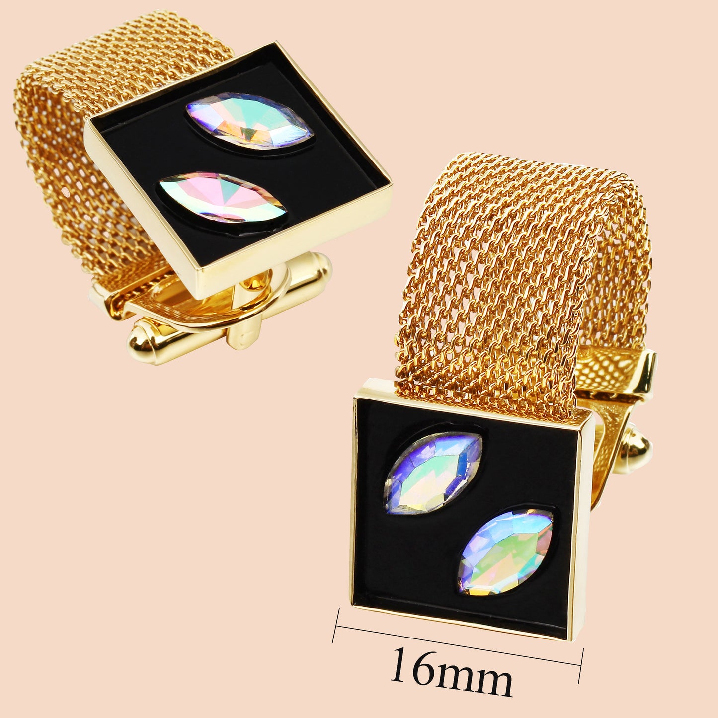 HAWSON Multi-Coloured Crystals Cufflinks with Chain