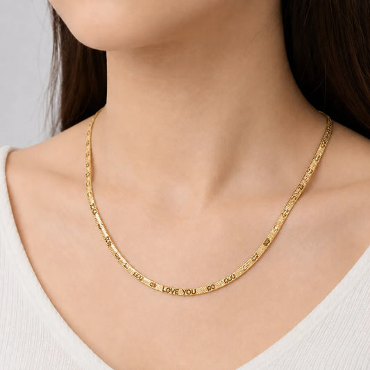 Gold Snake Chain Necklace Wholesale – LOVE YOU Message Design