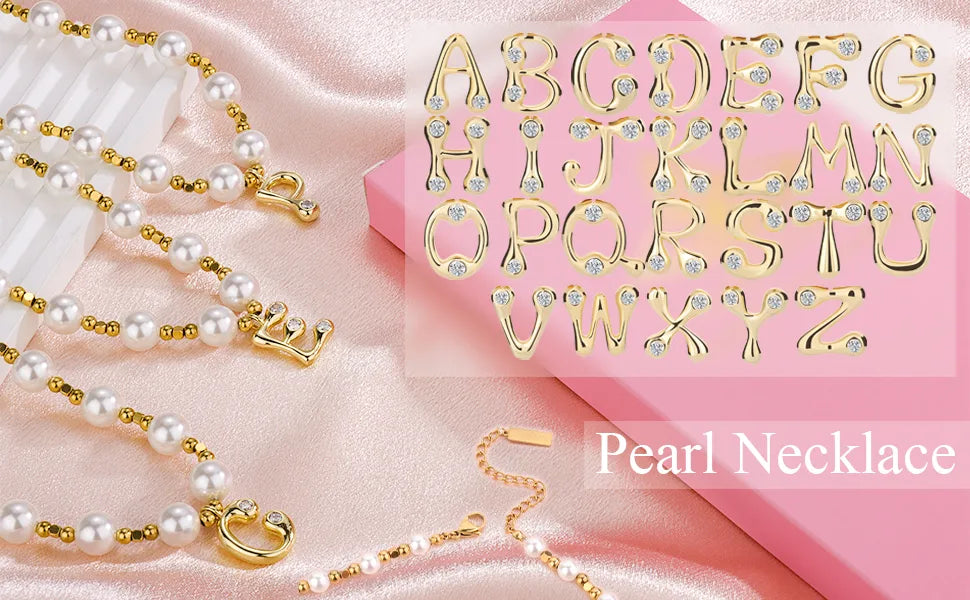 A-Z Pearl Beaded Initial Necklace | Minimalist Letter Pendant | Hawson