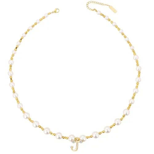 A-Z Pearl Beaded Initial Necklace | Minimalist Letter Pendant | Hawson