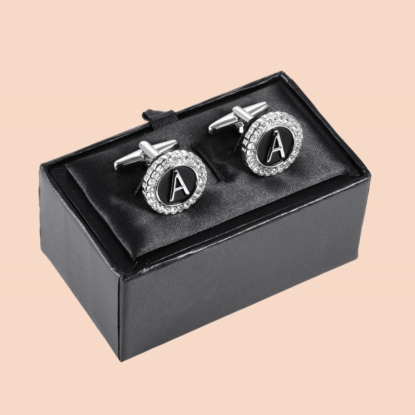 HAWSON Silver Tone Initial Cufflinks for Men