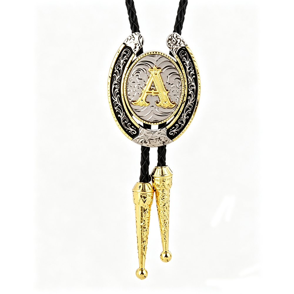HAWSON Western Initial Bolo Tie | 26 Letters Gold Silver Cowboy Necklace