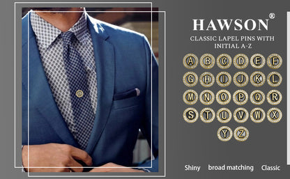 Hawson Men's Personalised gold Initials Lapel Pins