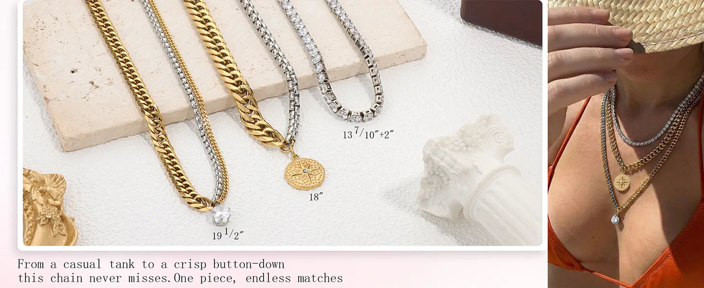 Gold & Silver Mixed Chain Necklace Set | 3-Piece Multi-Way
