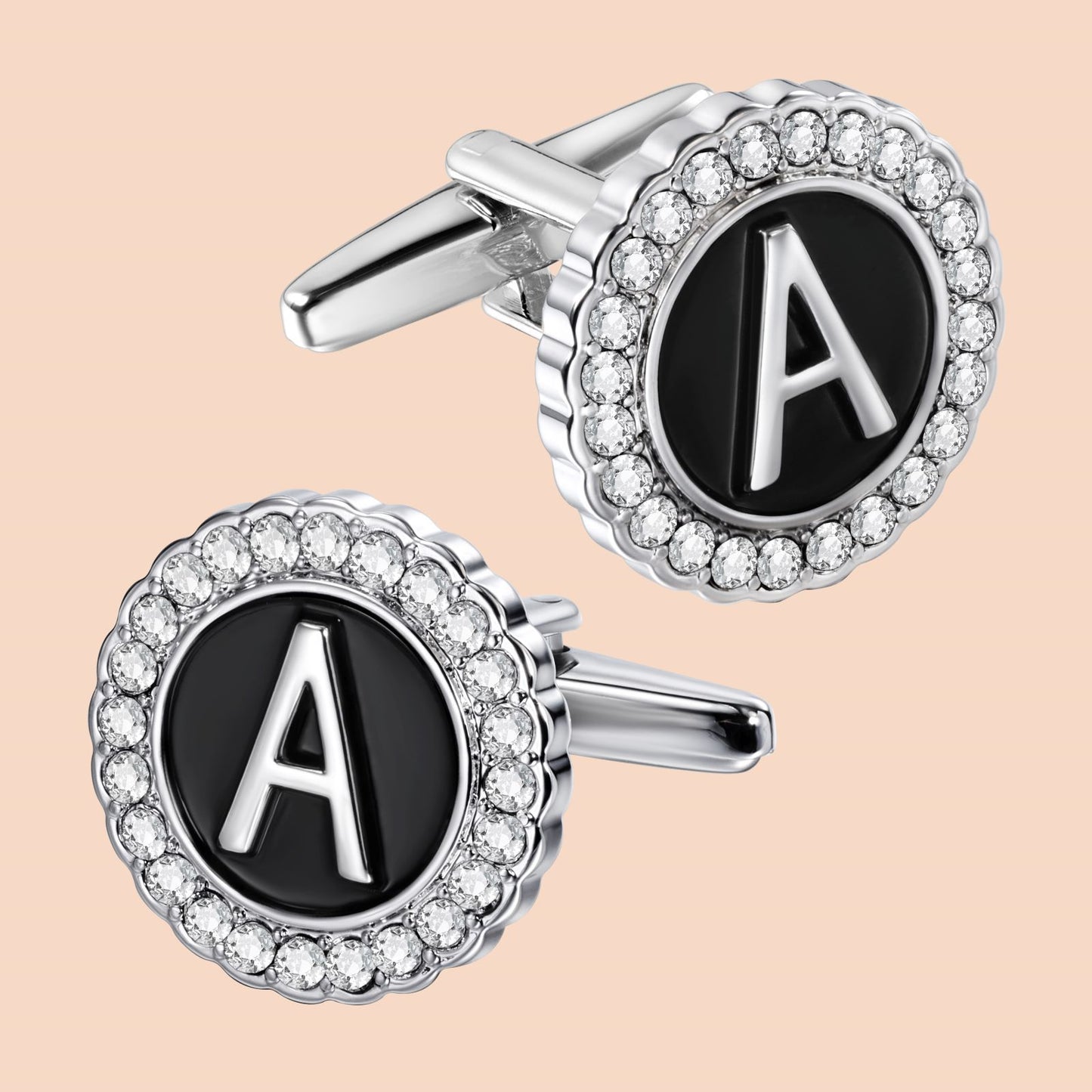 HAWSON Silver Tone Initial Cufflinks for Men