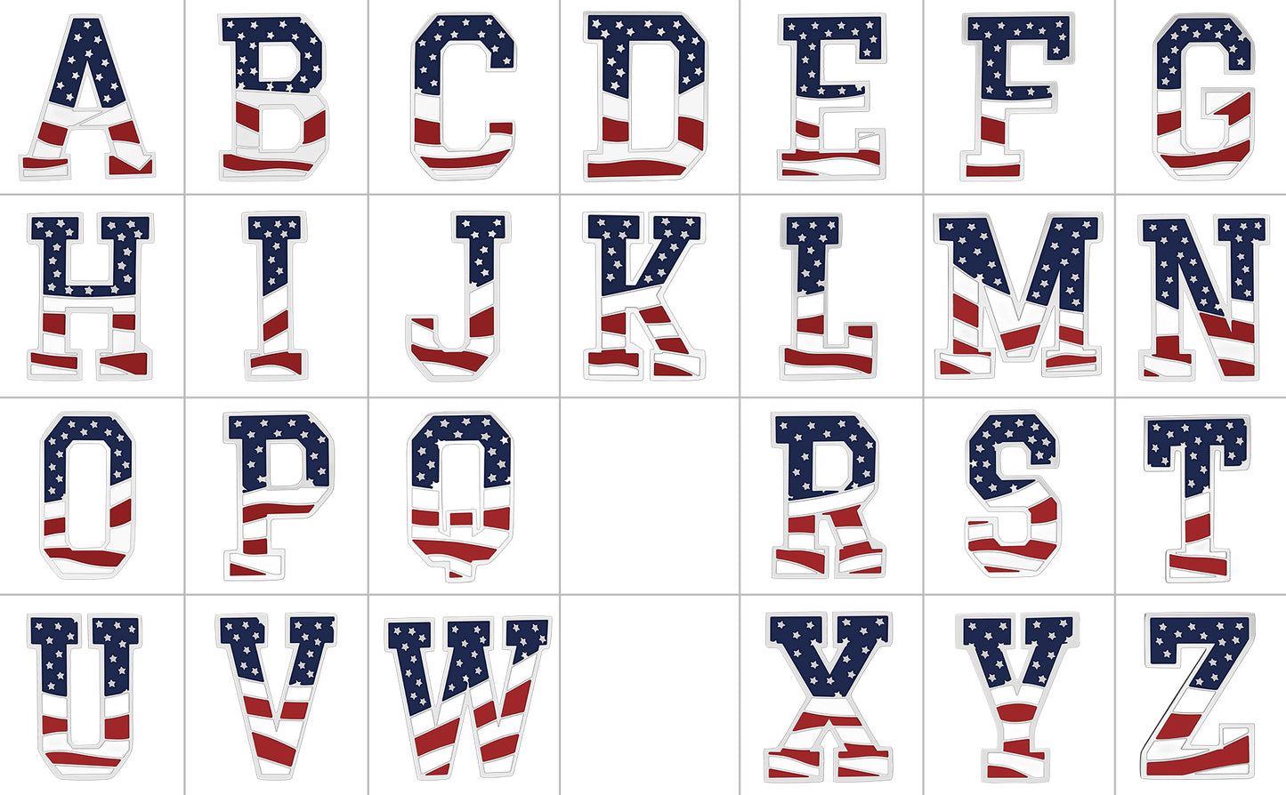 USA Flag Letter Lapel Pin |  A-Z Initial Brooch