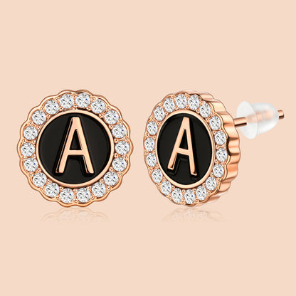 HAWSON Rose Gold Tone Cute Initial Stud Earrings