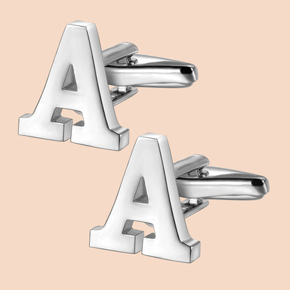 HAWSON Siver Tone Initial Cufflinks for Men