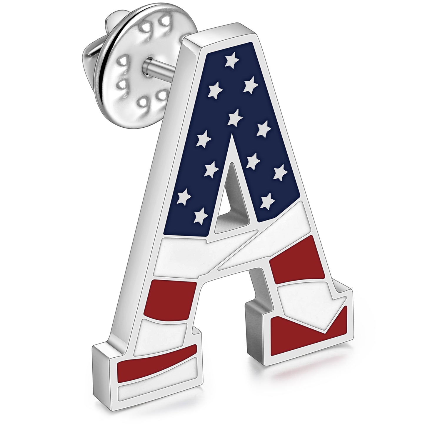 USA Flag Letter Lapel Pin |  A-Z Initial Brooch