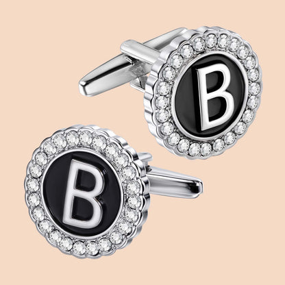 HAWSON Silver Tone Initial Cufflinks for Men