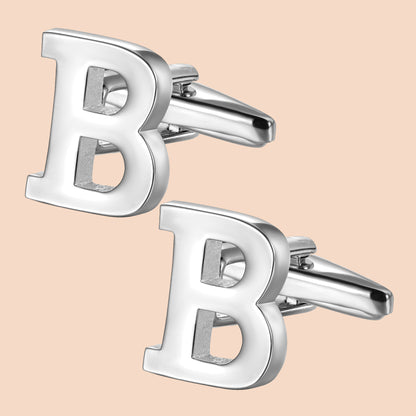 HAWSON Siver Tone Initial Cufflinks for Men