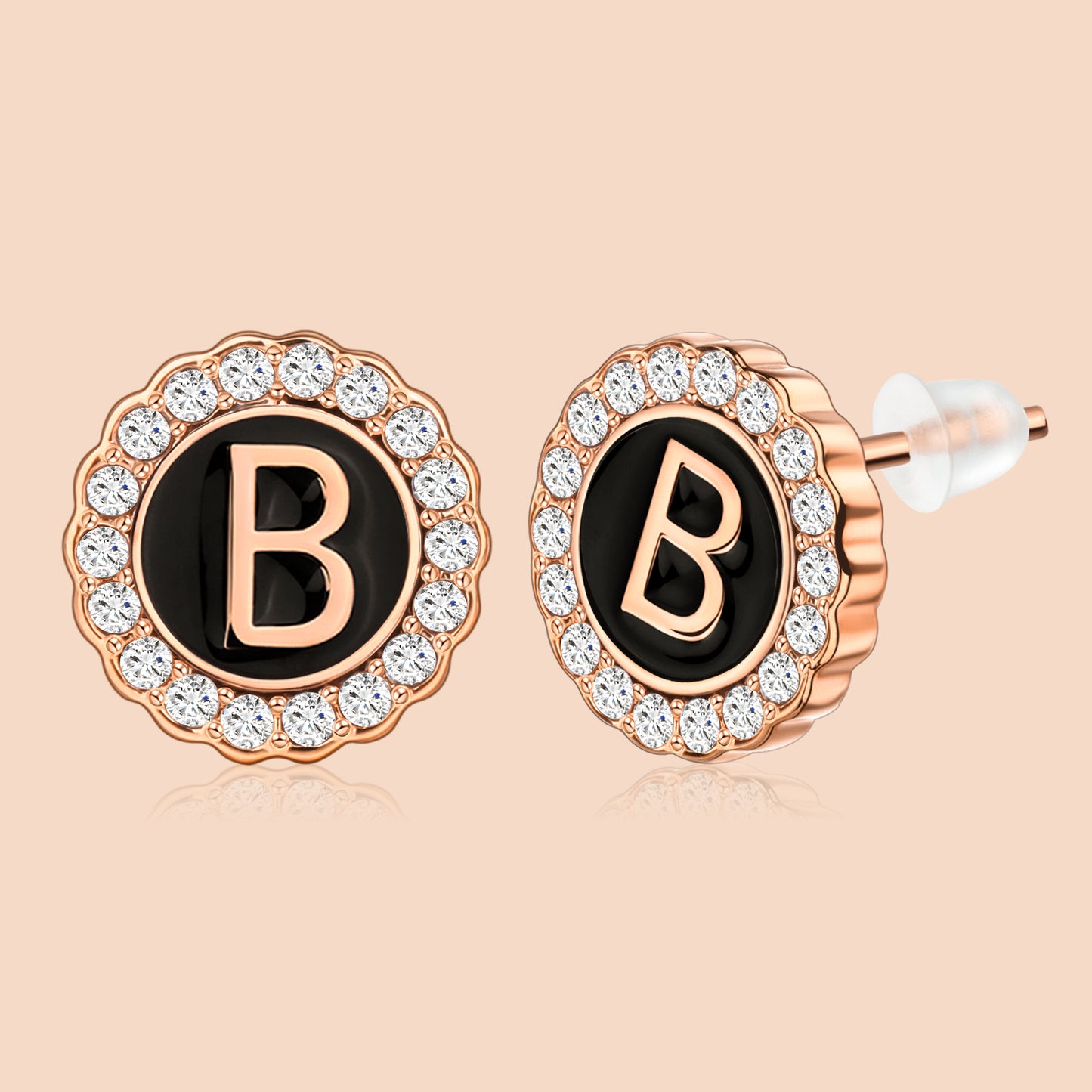 HAWSON Rose Gold Tone Cute Initial Stud Earrings