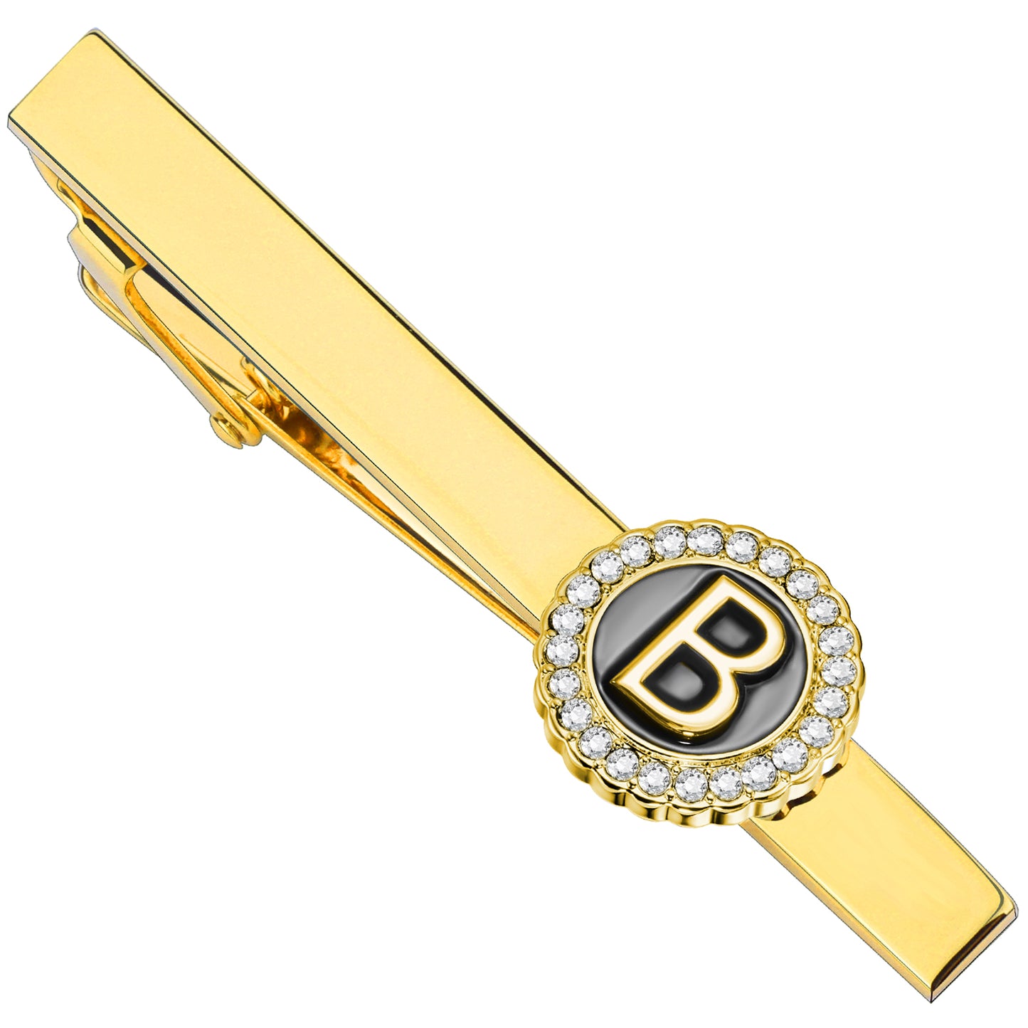 HAWSON 2.2 Inch Personalized Initial Crystal Tie Clips for Men