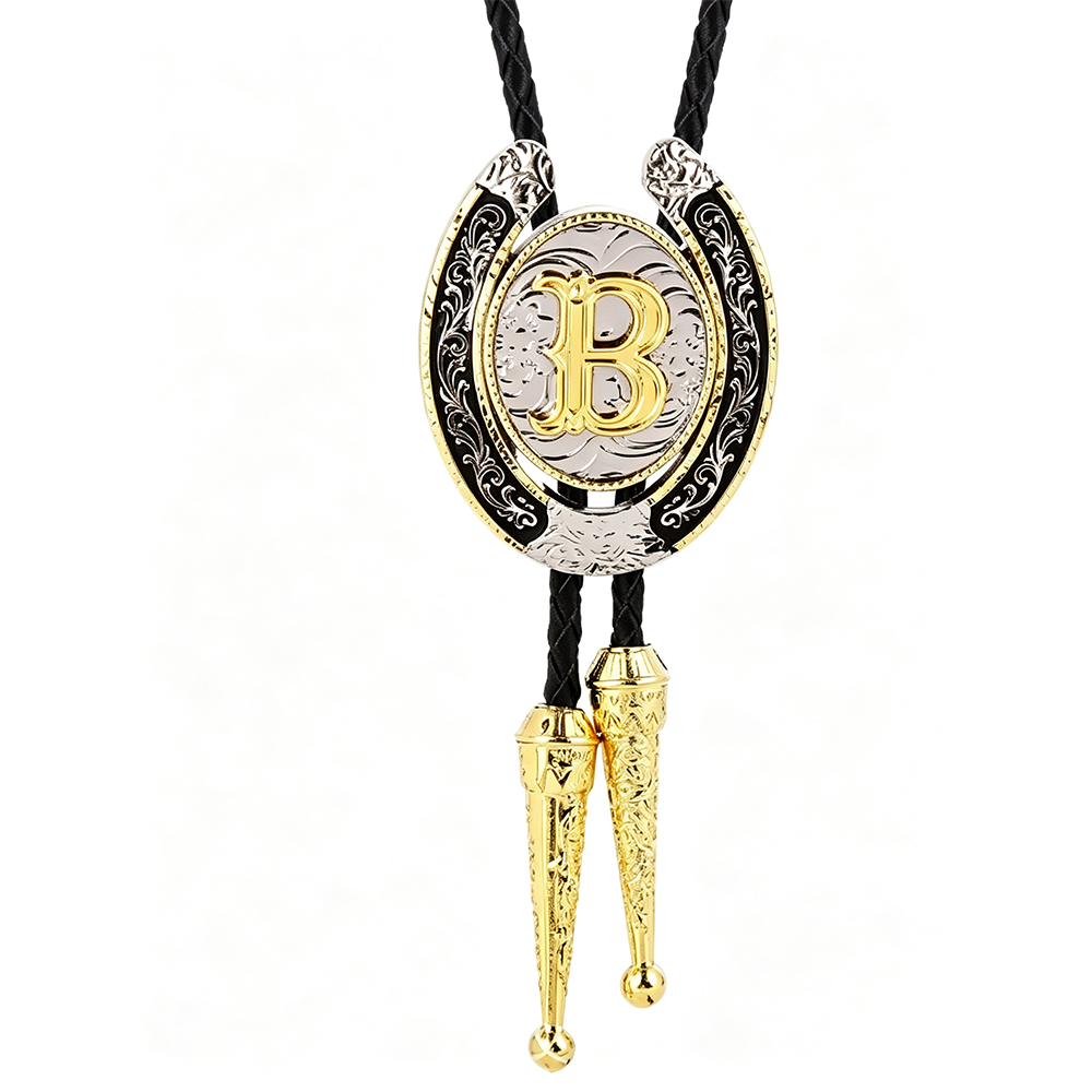 HAWSON Western Initial Bolo Tie | 26 Letters Gold Silver Cowboy Necklace