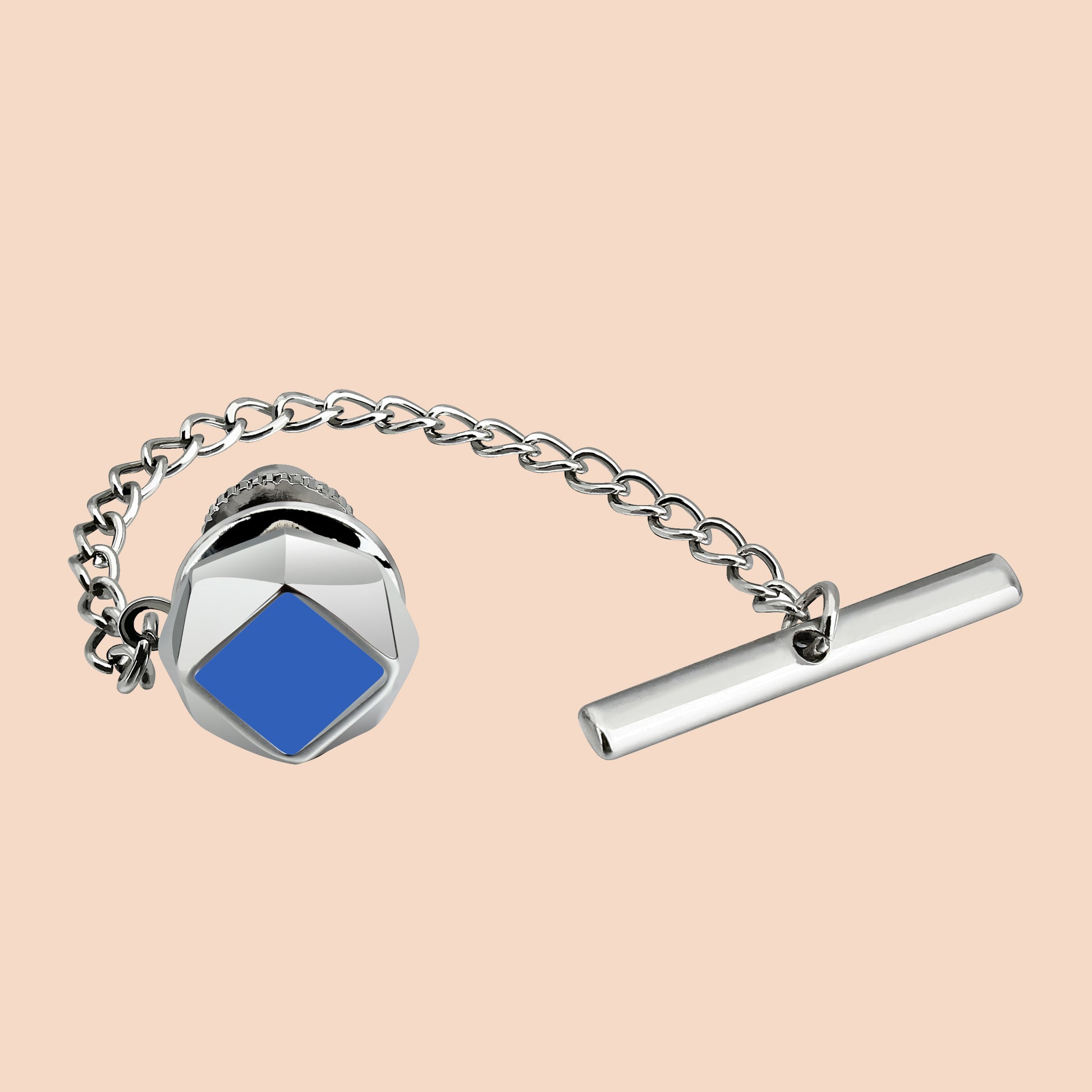 Blue Square Silver Onyx Tie Pin Tie Tack