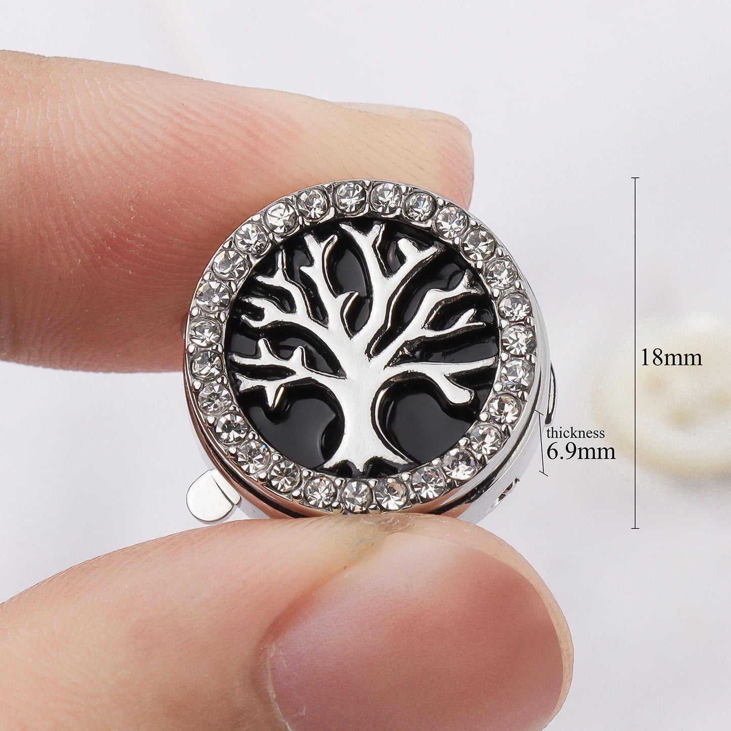 Tree of Life Crystal Button Covers | Silver Tone Enamel Mens Dress Shirt Cufflinks