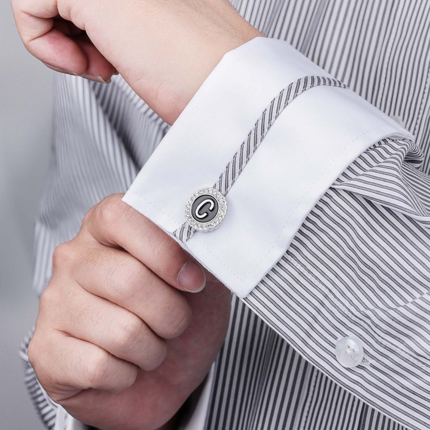 HAWSON Silver Tone Initial Cufflinks for Men