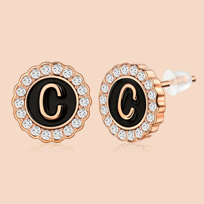 HAWSON Rose Gold Tone Cute Initial Stud Earrings