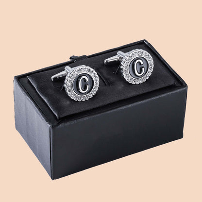 HAWSON Silver Tone Initial Cufflinks for Men