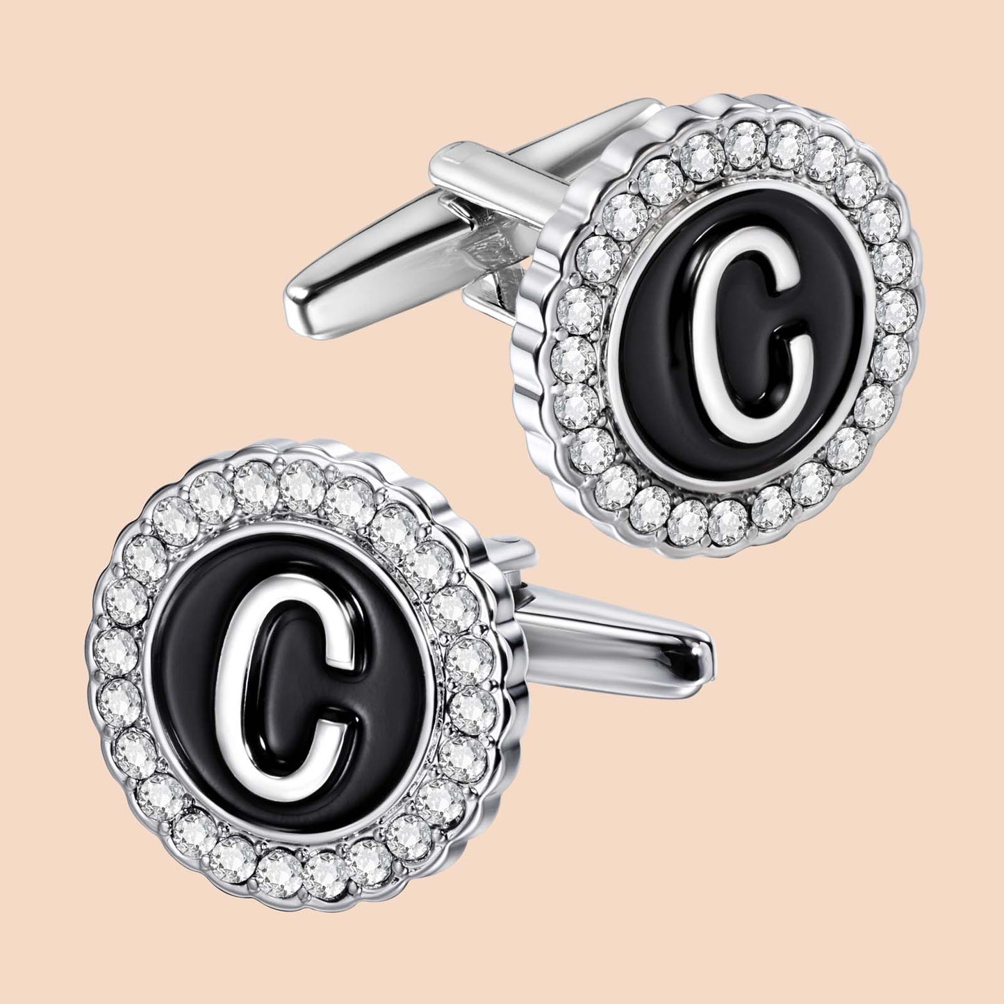 HAWSON Silver Tone Initial Cufflinks for Men