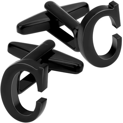 26 Letter Black Cufflinks for Men