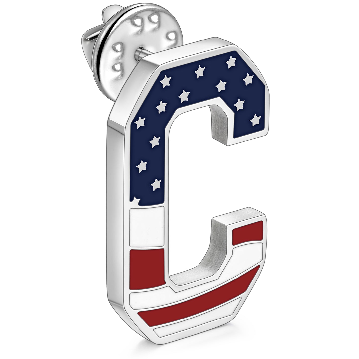 USA Flag Letter Lapel Pin |  A-Z Initial Brooch